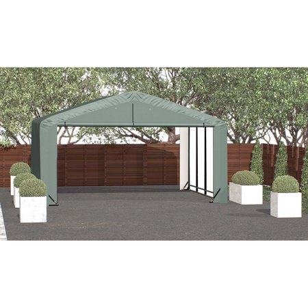 SHELTERLOGIC ShelterTube Wind and Snow-Load Rated Garage, 20x18x10 Green SQAADD0104C02001810